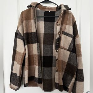 Thick neutral plaid flannel